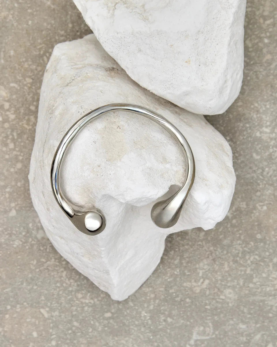 Abstract Chunky Bangle | Silver Bracelet Chalk 