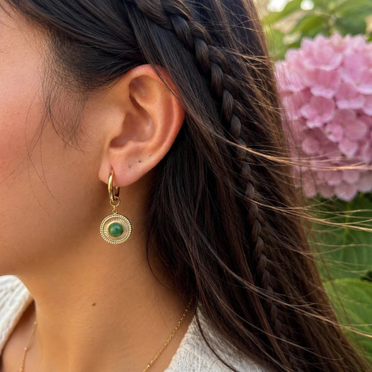 African Jade Huggie Earrings Earrings Ocean Ripples 