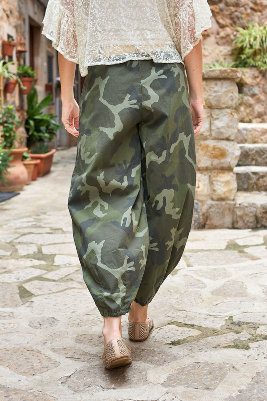 Ally Balloon Pant | Army Camouflage Trousers Black Colour 