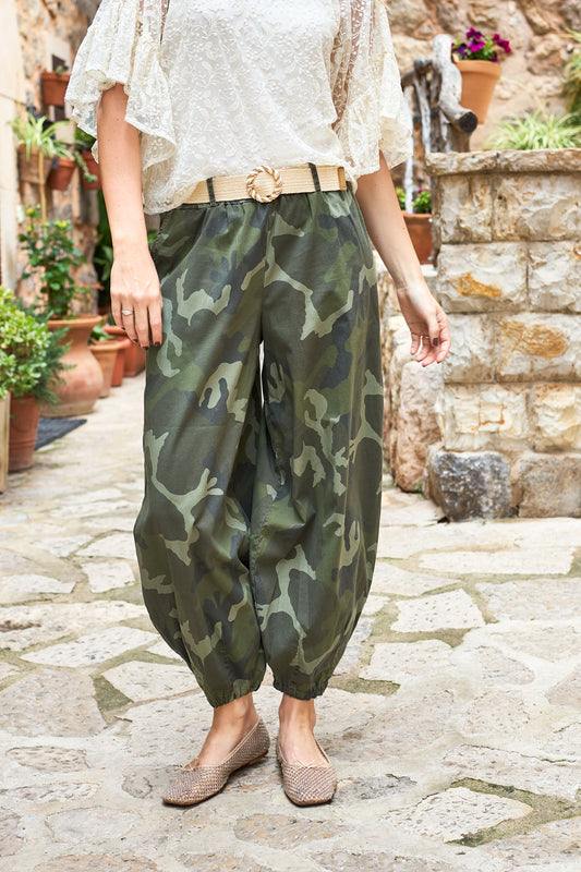 Ally Balloon Pant | Army Camouflage Trousers Black Colour 
