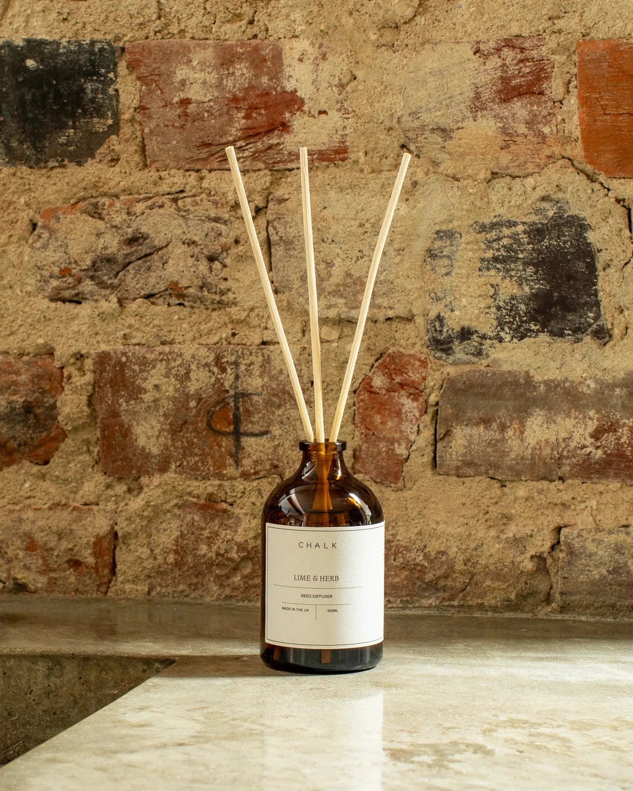 Amber Glass Diffuser | Lime and Herb Diffusers Chalk 
