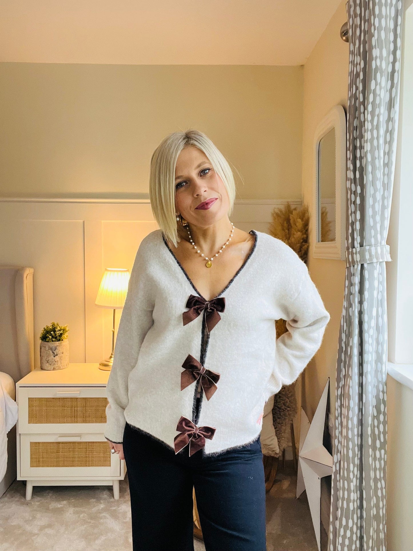 Amie Two Way Jumper | Taupe Knitwear Parisienne Collection 