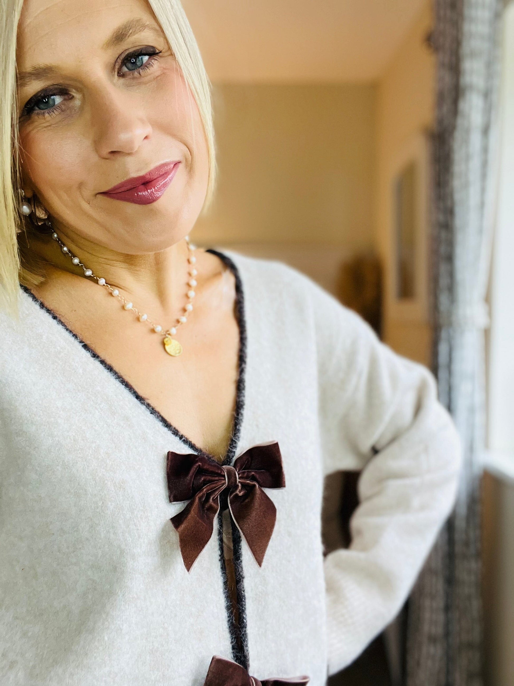 Amie Two Way Jumper | Taupe Knitwear Parisienne Collection 