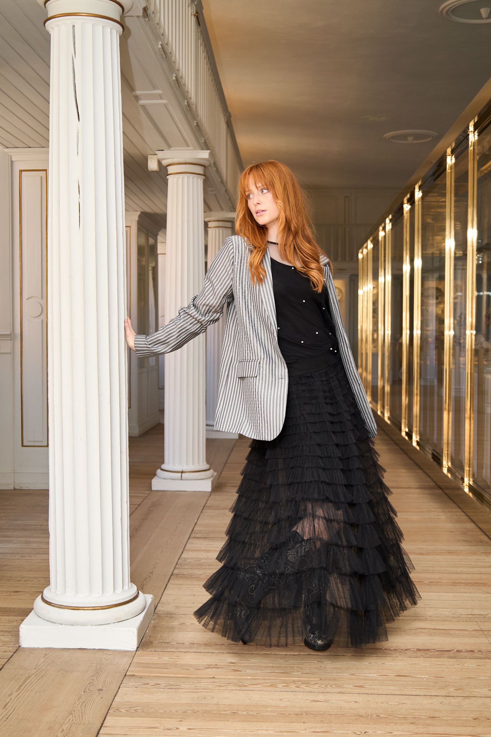 Angelina Mesh Skirt | Black Skirt Black Colour 