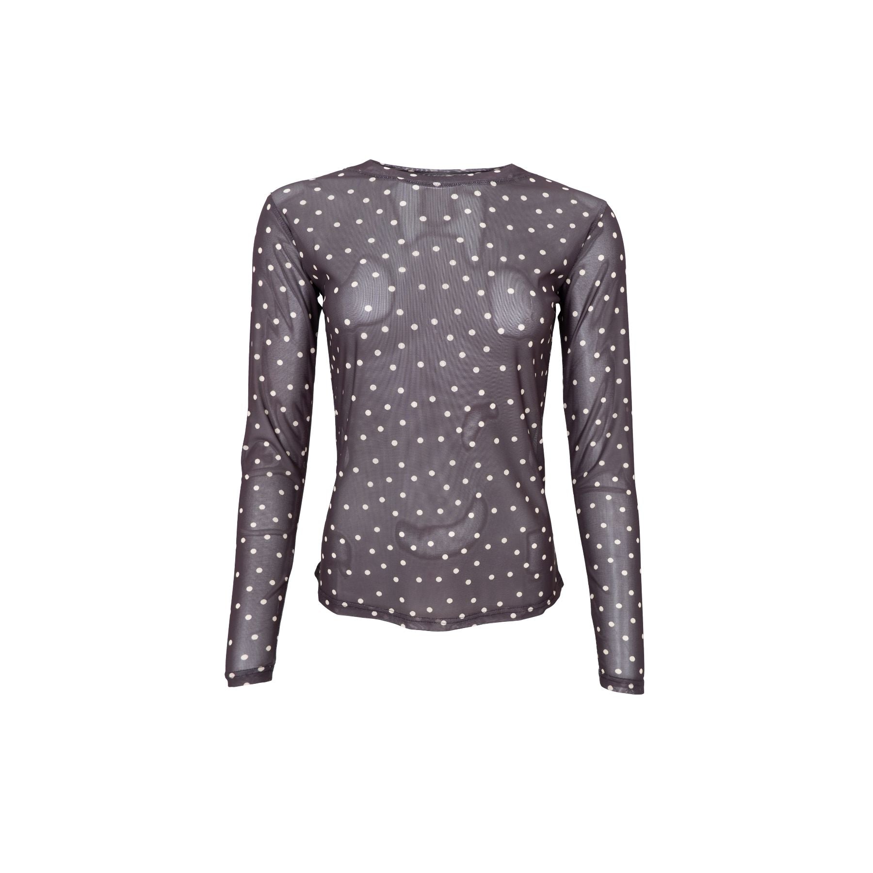 Annie Mesh Blouse | Coffee Dot Shirts & Tops Black Colour 