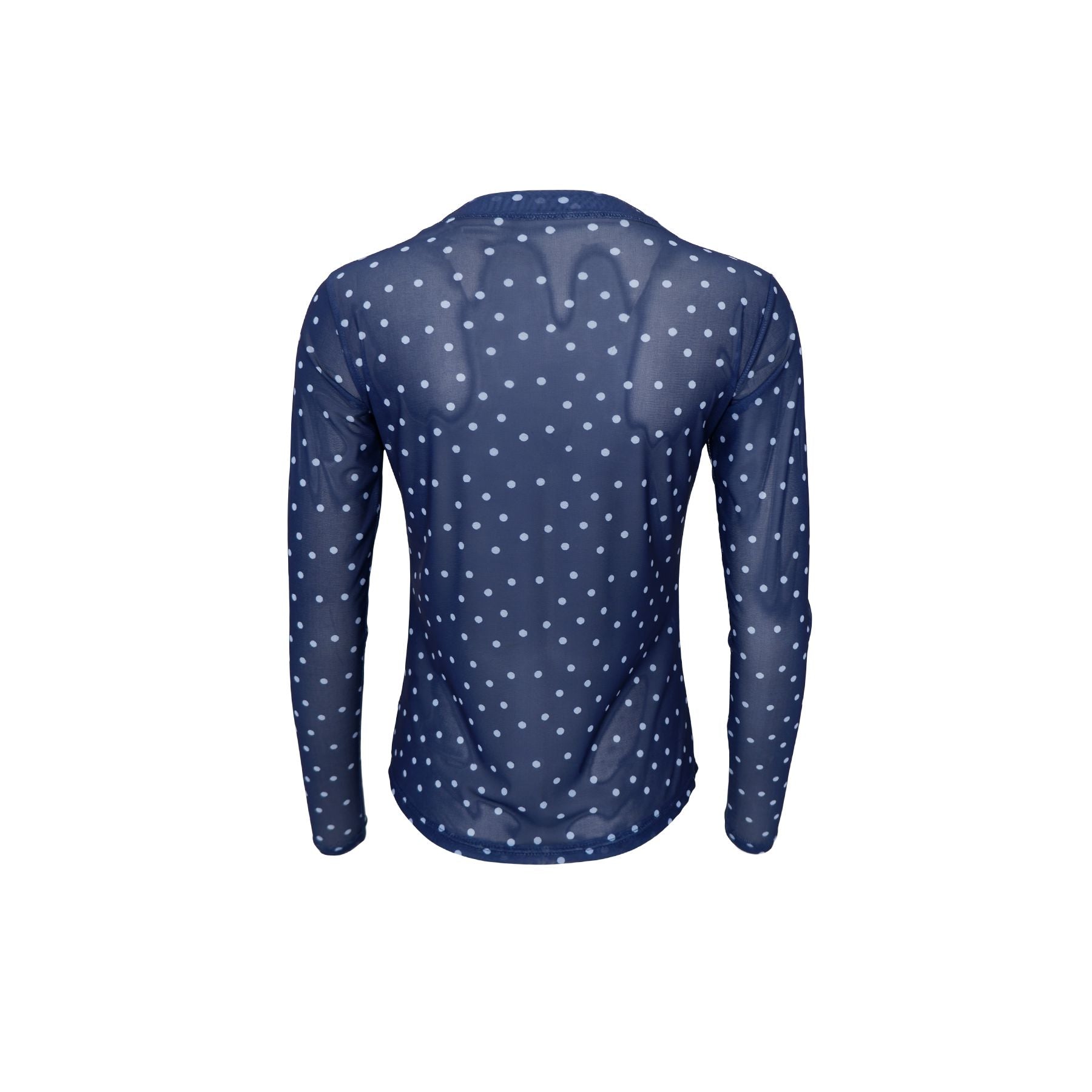 Annie Mesh Blouse | Navy Dot Shirts & Tops Black Colour 