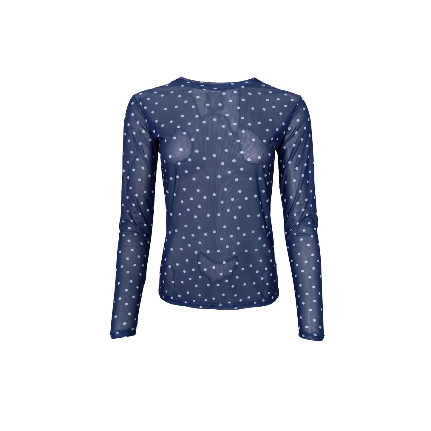 Annie Mesh Blouse | Navy Dot Shirts & Tops Black Colour 