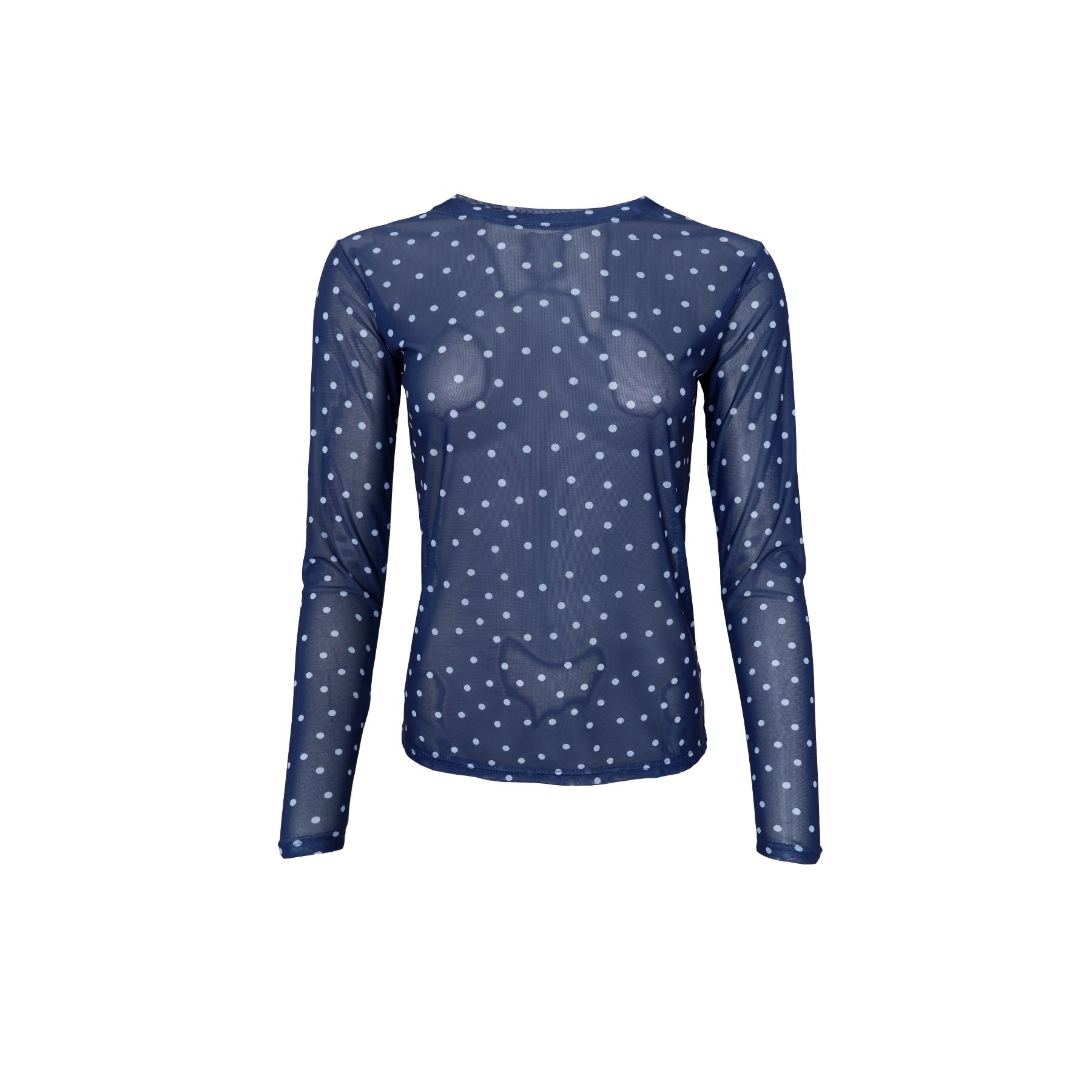 Annie Mesh Blouse | Navy Dot Shirts & Tops Black Colour 