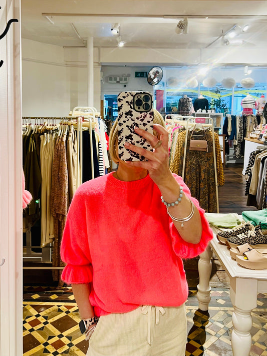 Anya | Frill Sleeve Jumper | 4 colours Jumper Miss Sugar Neon Coral 