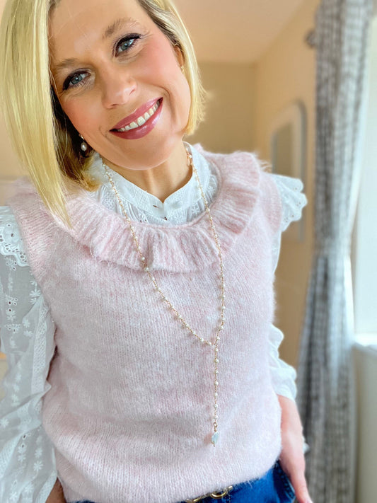 Ariella Ruffle Knit | Pink Knitwear Parisienne Collection 