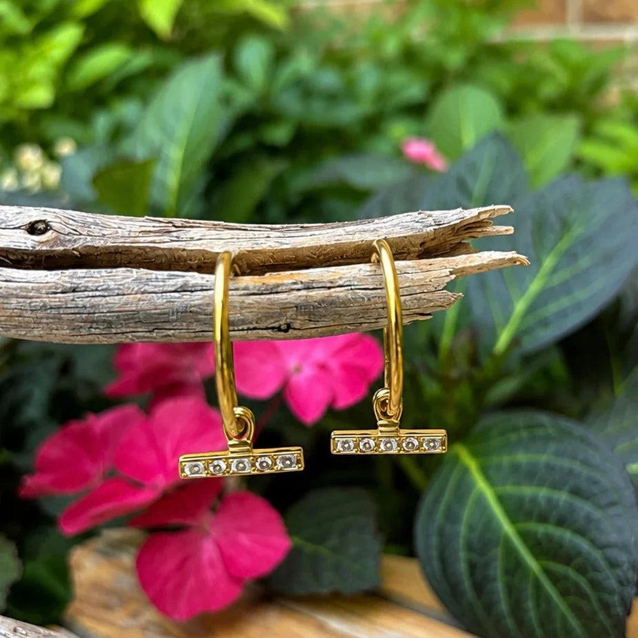 Baguette Hoop Earrings Earrings Ocean Ripples 
