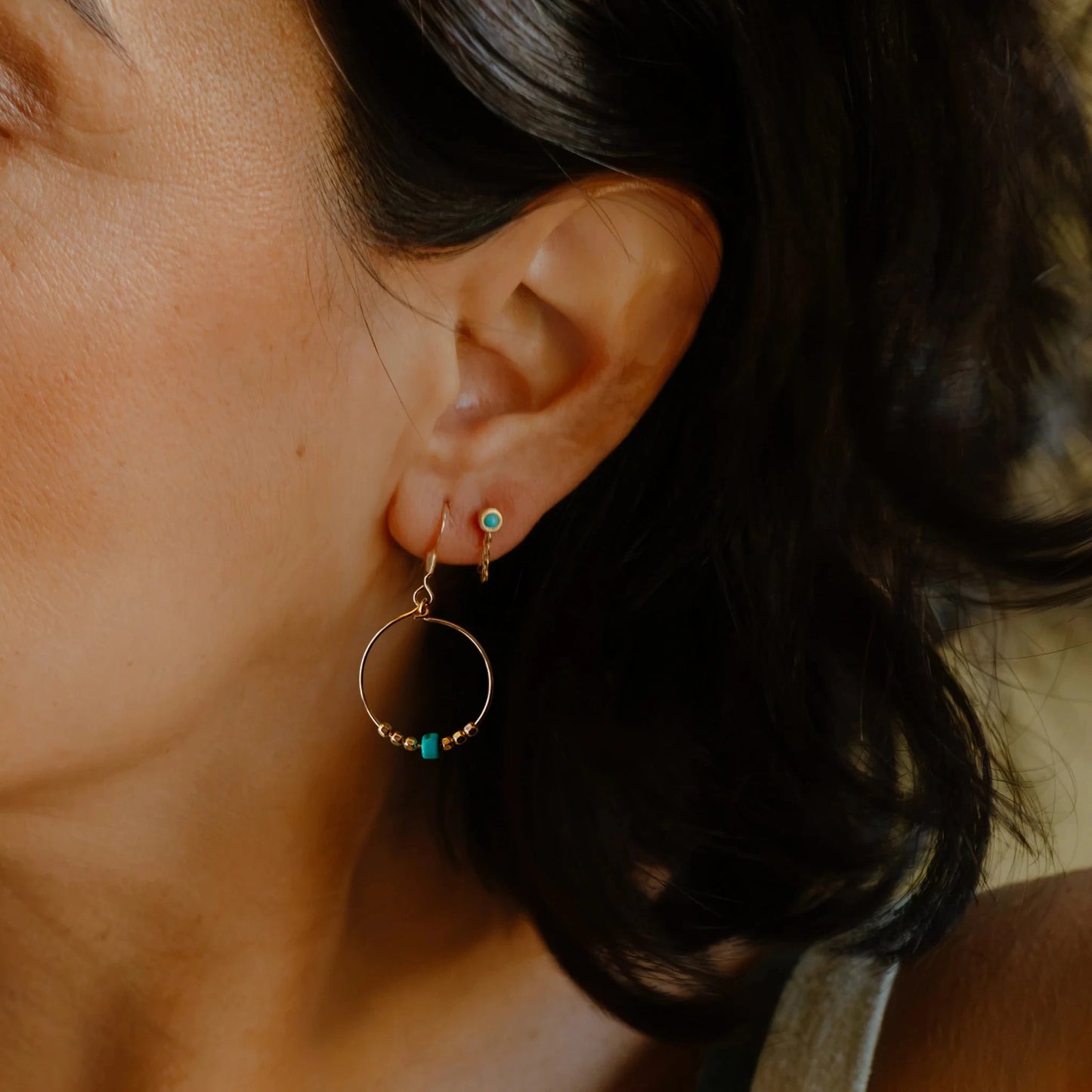 Beaded Hoop Earring | Turquoise Earrings Wanderlust Life 