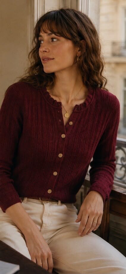 Bettine Cardigan | 3 Colours Knitwear Parisienne Collection Bordeaux 