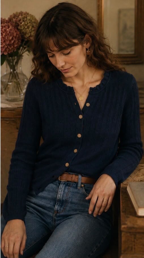 Bettine Cardigan | 3 Colours Knitwear Parisienne Collection Navy 