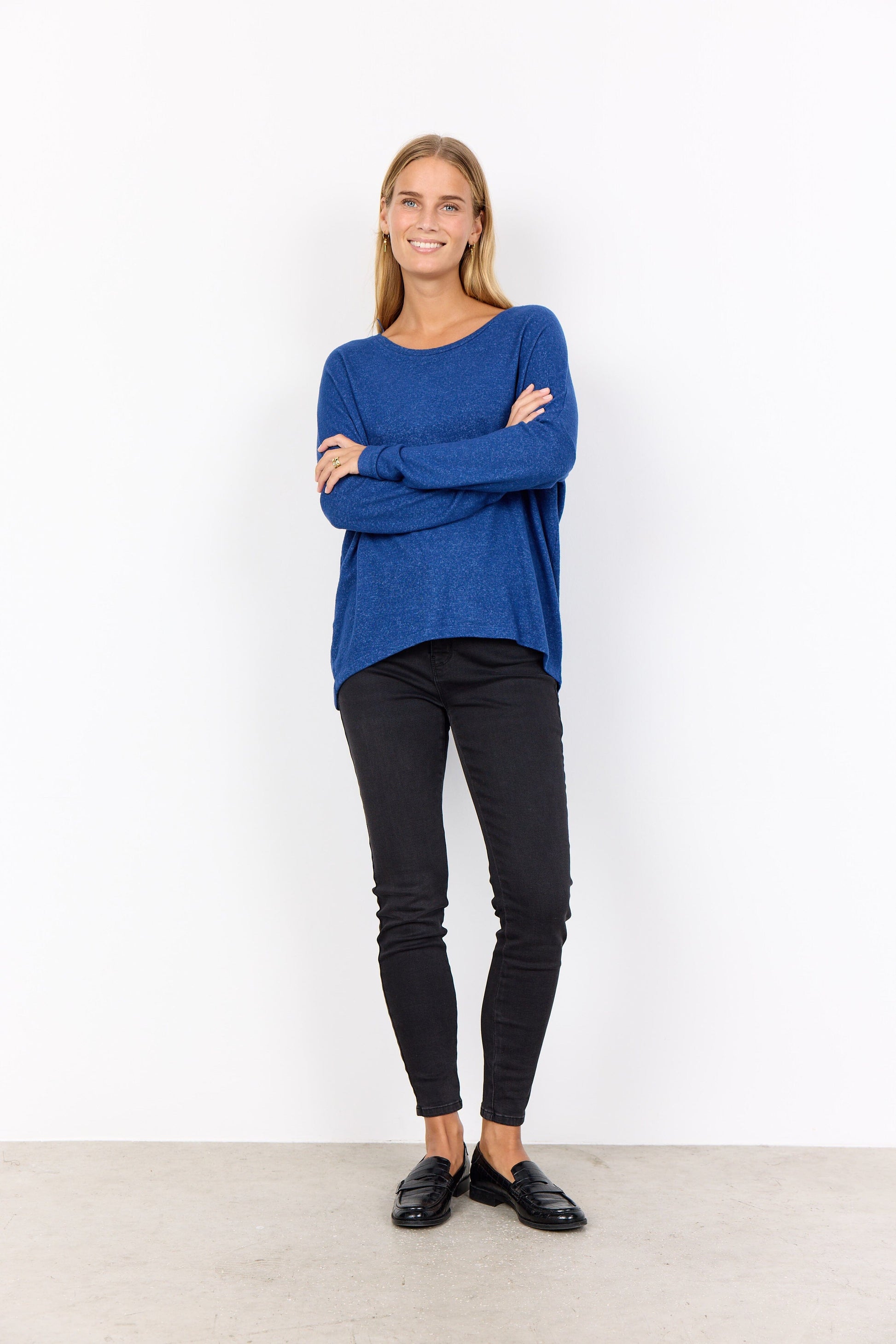 Biara Blouse | Estate Blue Melange Blouse Soya Concept 