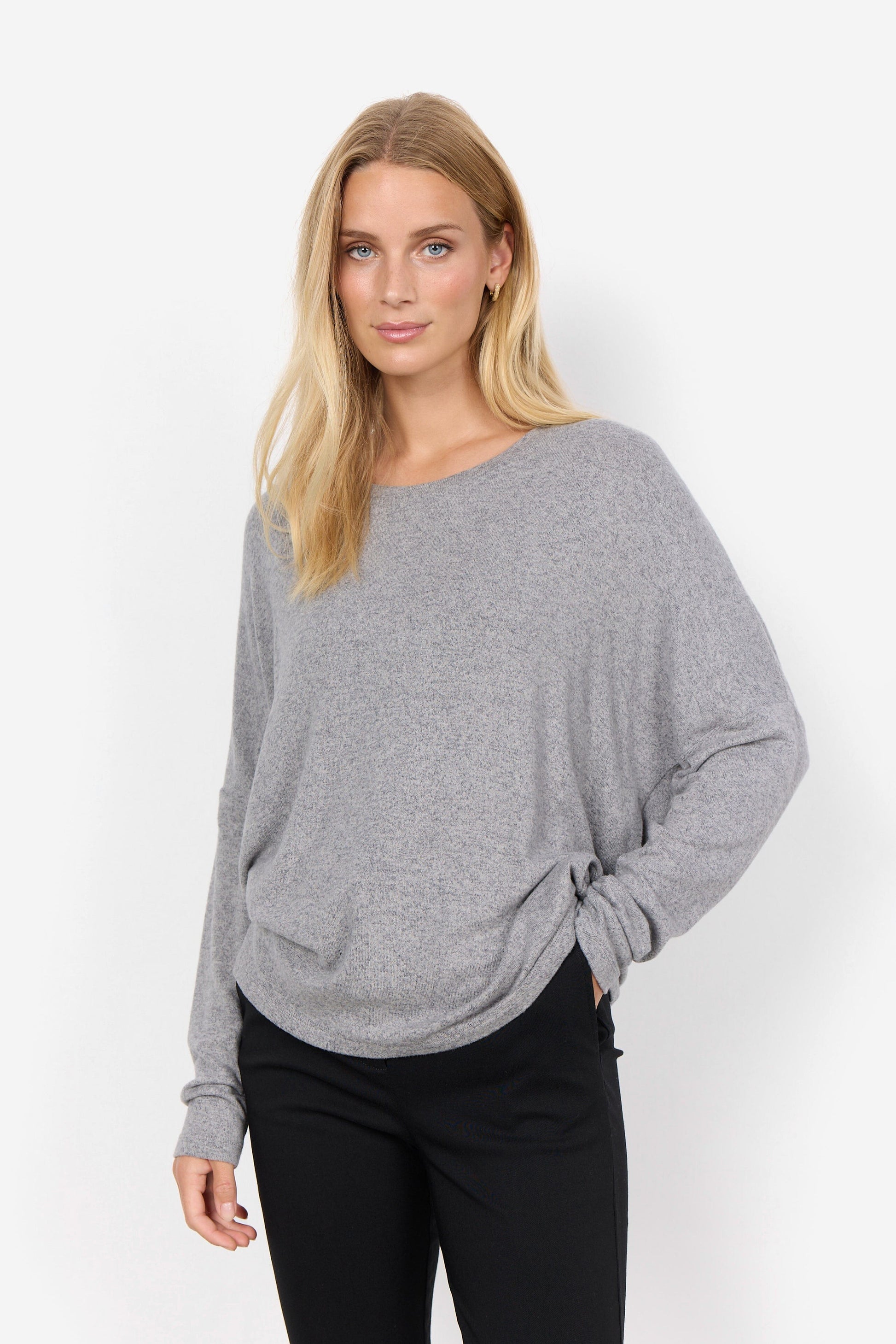 Biara Blouse | Medium Grey Melange Blouse Soya Concept 