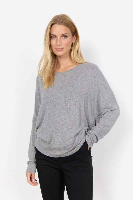 Biara Blouse | Medium Grey Melange Blouse Soya Concept 
