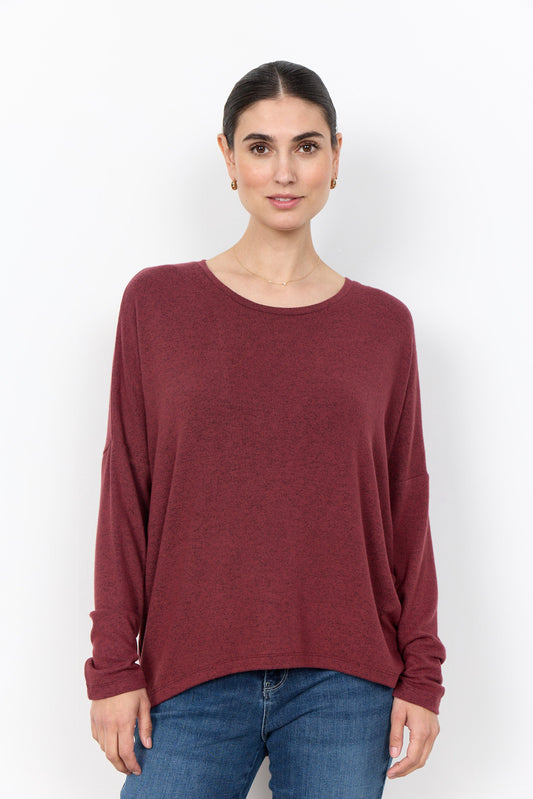Biara Blouse | Oxblood Red Melange Blouse Soya Concept 
