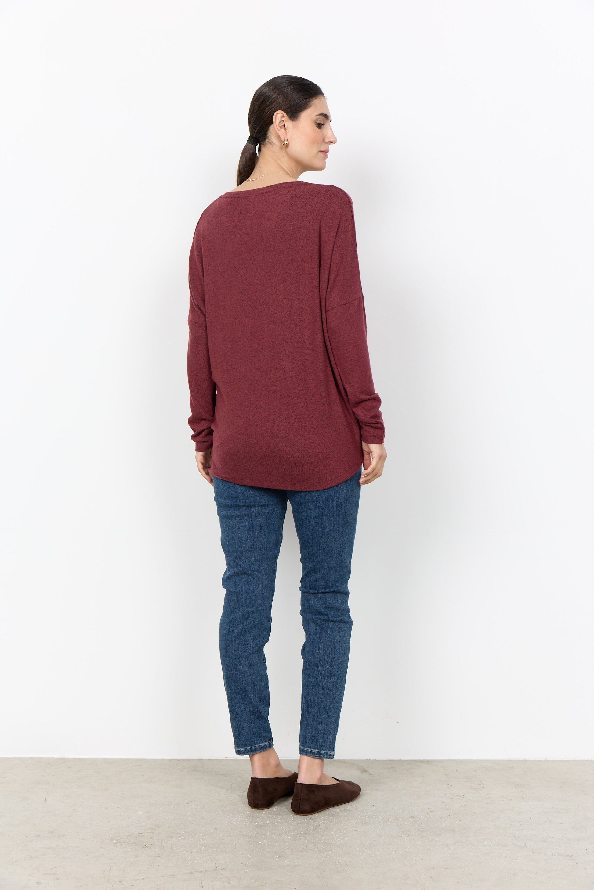 Biara Blouse | Oxblood Red Melange Blouse Soya Concept 