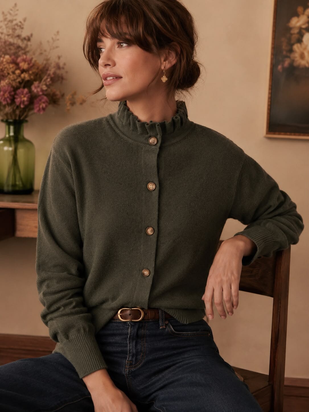 Bibibane Cardigan | 4 Colours Knitwear Parisienne Collection Khaki 