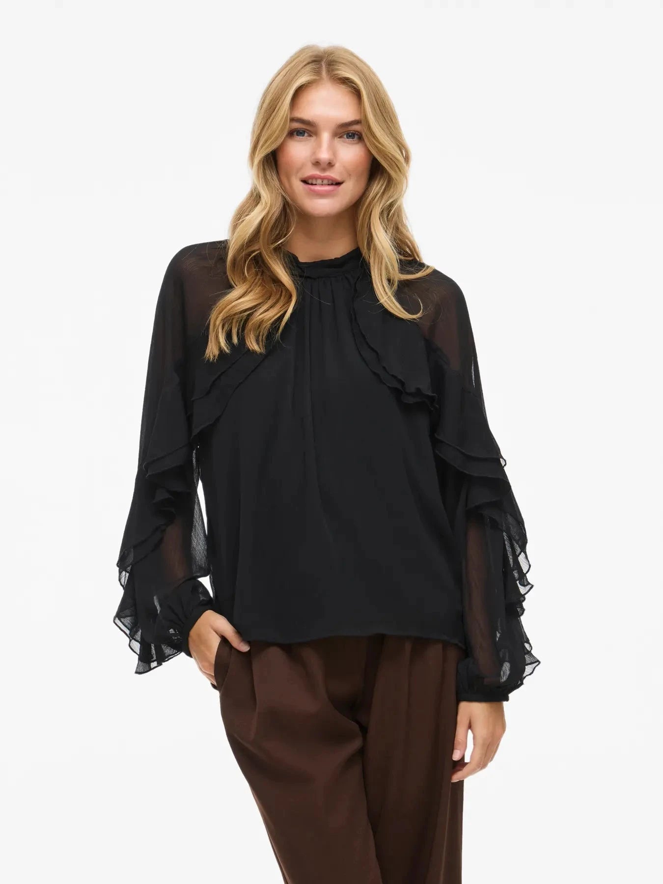 Binna Frill Blouse | Black Beauty Shirts & Tops Vila Clothing 