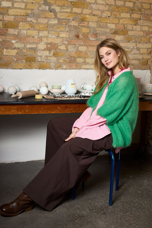 Bjoerk Knit Cardigan | Green Cardigan Black Colour 