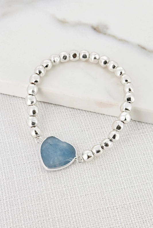 Blue Heart Pendant Bracelet | Silver Bracelets Envy 