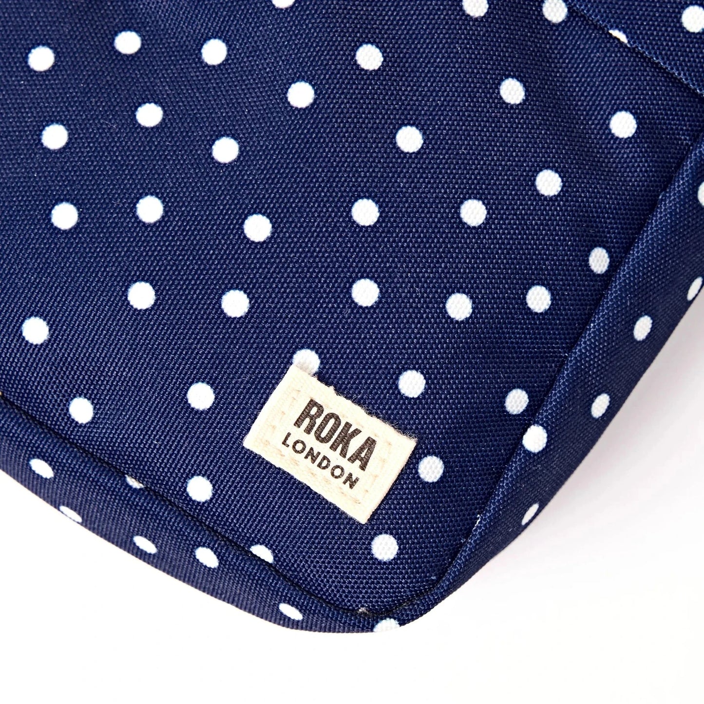 Bond Cross Body | Recycled Canvas | Navy Polka Dot Backpacks Roka 