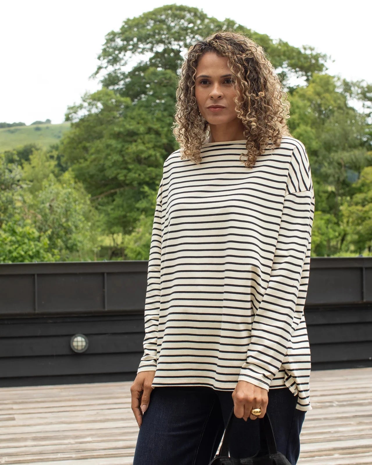 Bryony Stripe Top | Black/Cream Shirts & Tops Chalk 