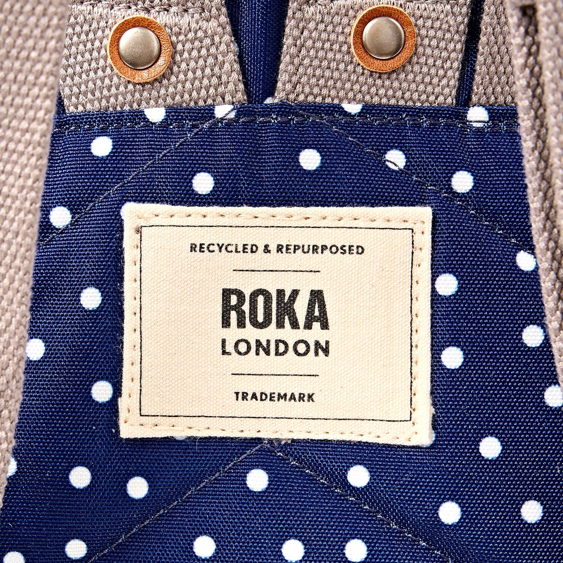 Canfield Canvas | Small | Navy Polka Dot Backpacks Roka 