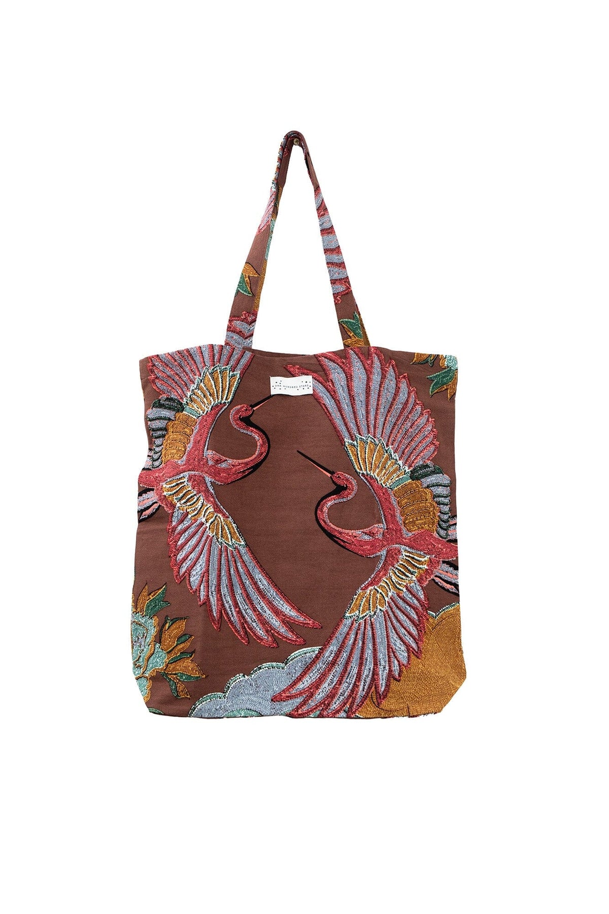 Canvas Bag | Crane | Brown Handbags One Hundred Stars 