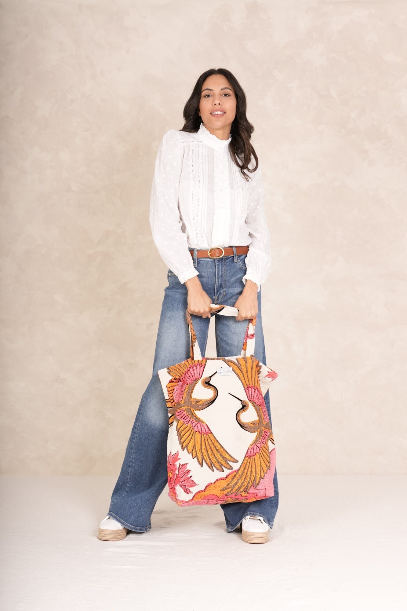 Canvas Bag | Crane Ecru Handbags One Hundred Stars 