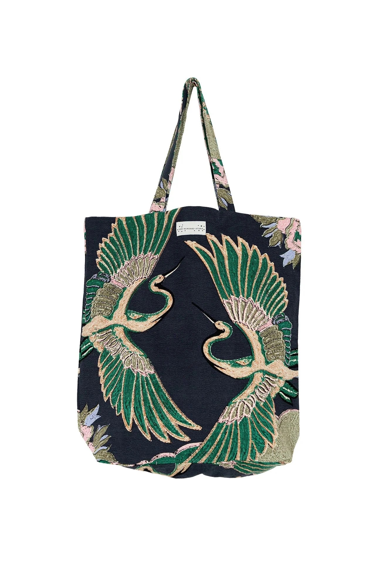 Canvas Bag | Crane | Emerald Handbags One Hundred Stars 