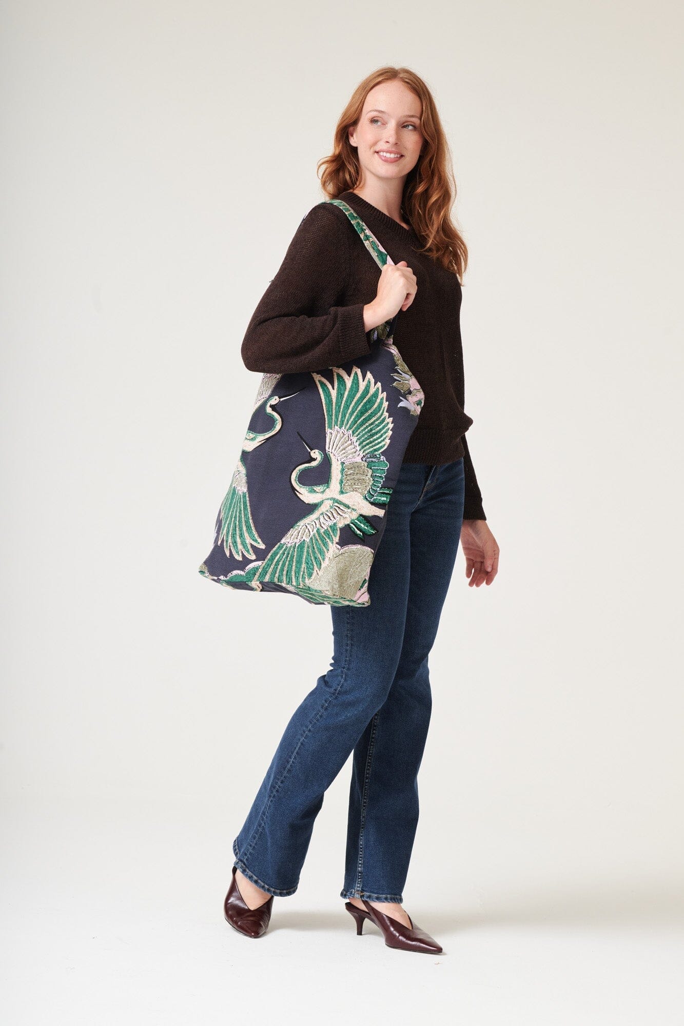 Canvas Bag | Crane | Emerald Handbags One Hundred Stars 