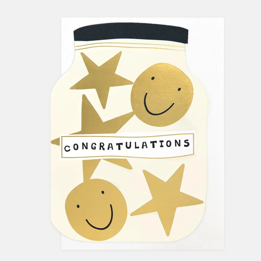 Card | Congratulations Jar of Smileys and Stars Greeting card Caroline Gardner 