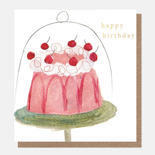 Card | Happy Birthday Pink Gateau on Cake Stand Greeting card Caroline Gardner 