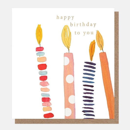Card | Happy Birthday to You Candles Painted Stripes and Spots Greeting card Caroline Gardner 