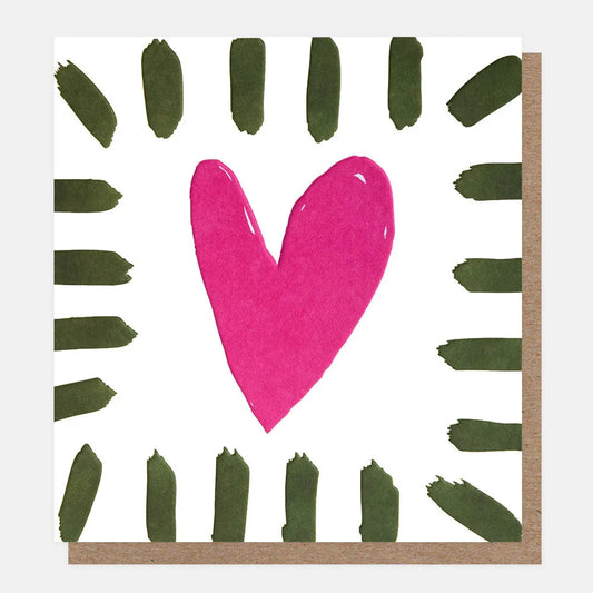 Card | Pink Heart with Green Border Greeting card Caroline Gardner 