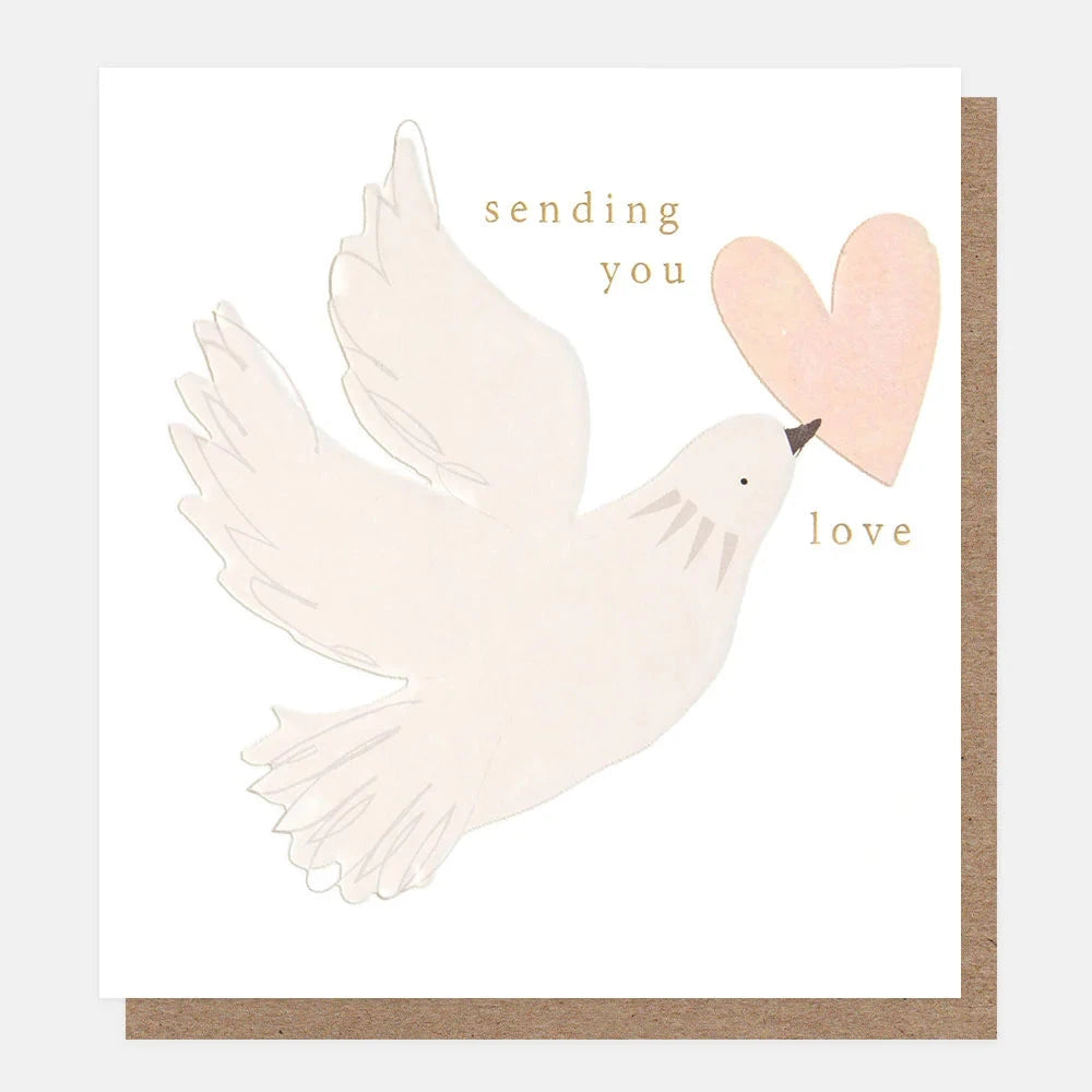 Card | Sending you Love Dove with Pink Heart Greeting card Caroline Gardner 