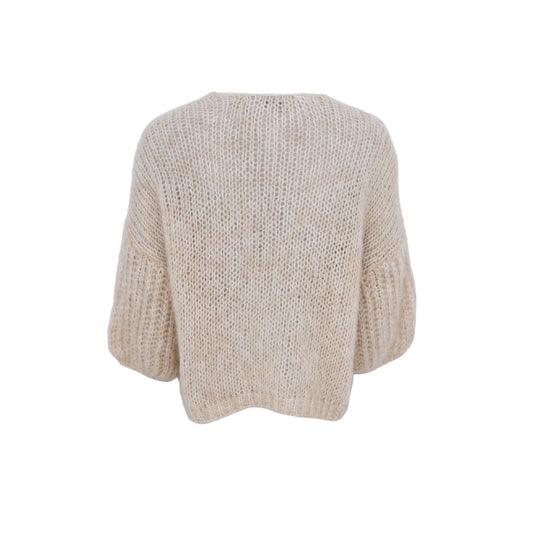 Casey Puff Sleeve Cardigan | Natural Knitwear Black Colour 