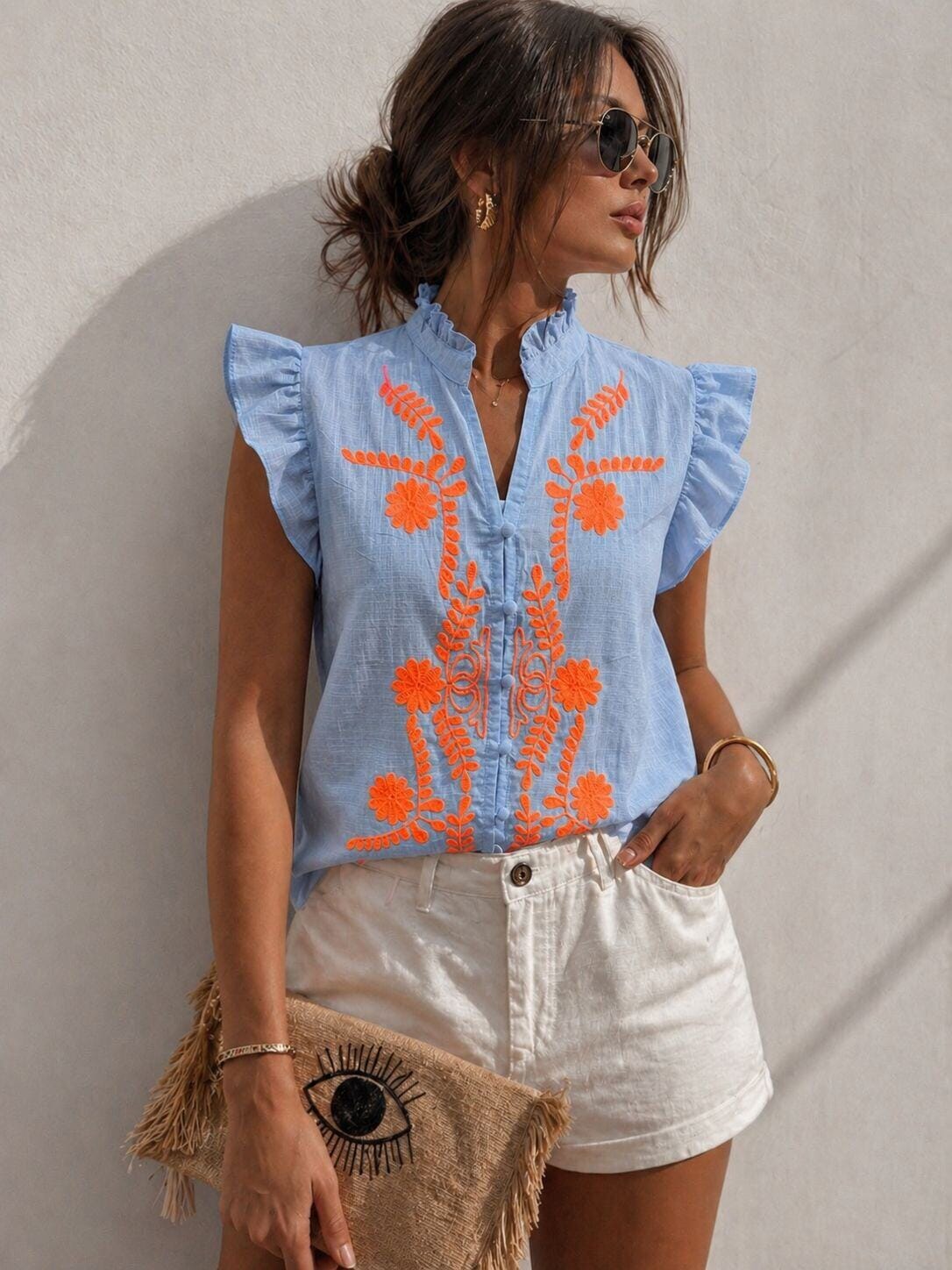 Chiara Blouse | Blue Top Parisienne Collection 