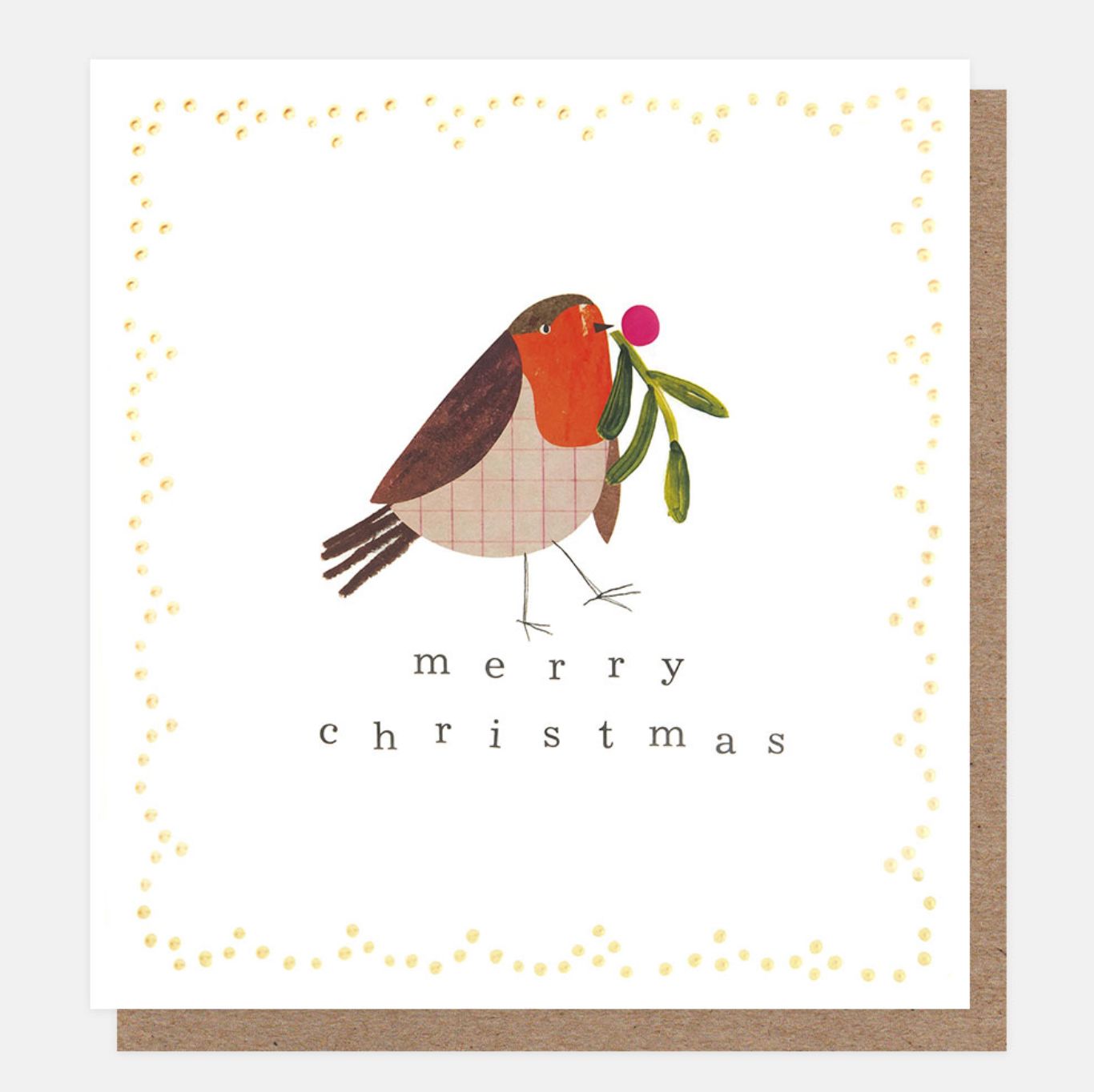 Christmas Card | Robin in Gold Frame Greeting card Caroline Gardner 