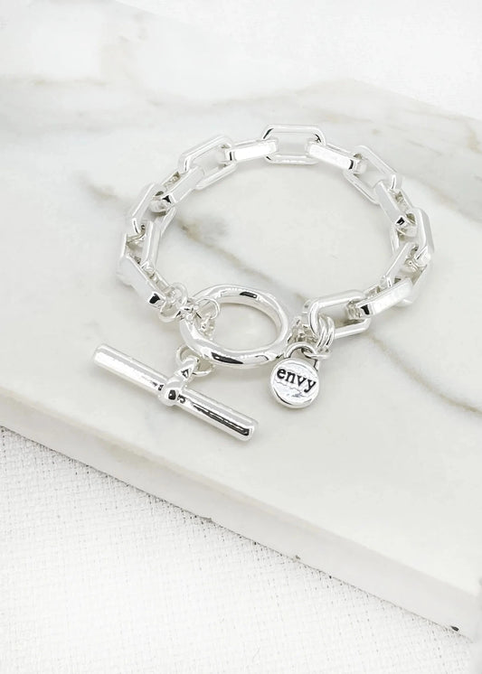Chunky Link T Bracelet | Silver Bracelets Envy 