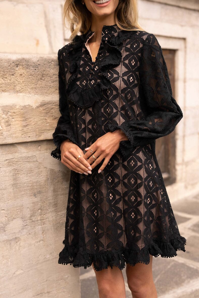 Clementine Frill Dress | Black Dress Parisienne Collection 