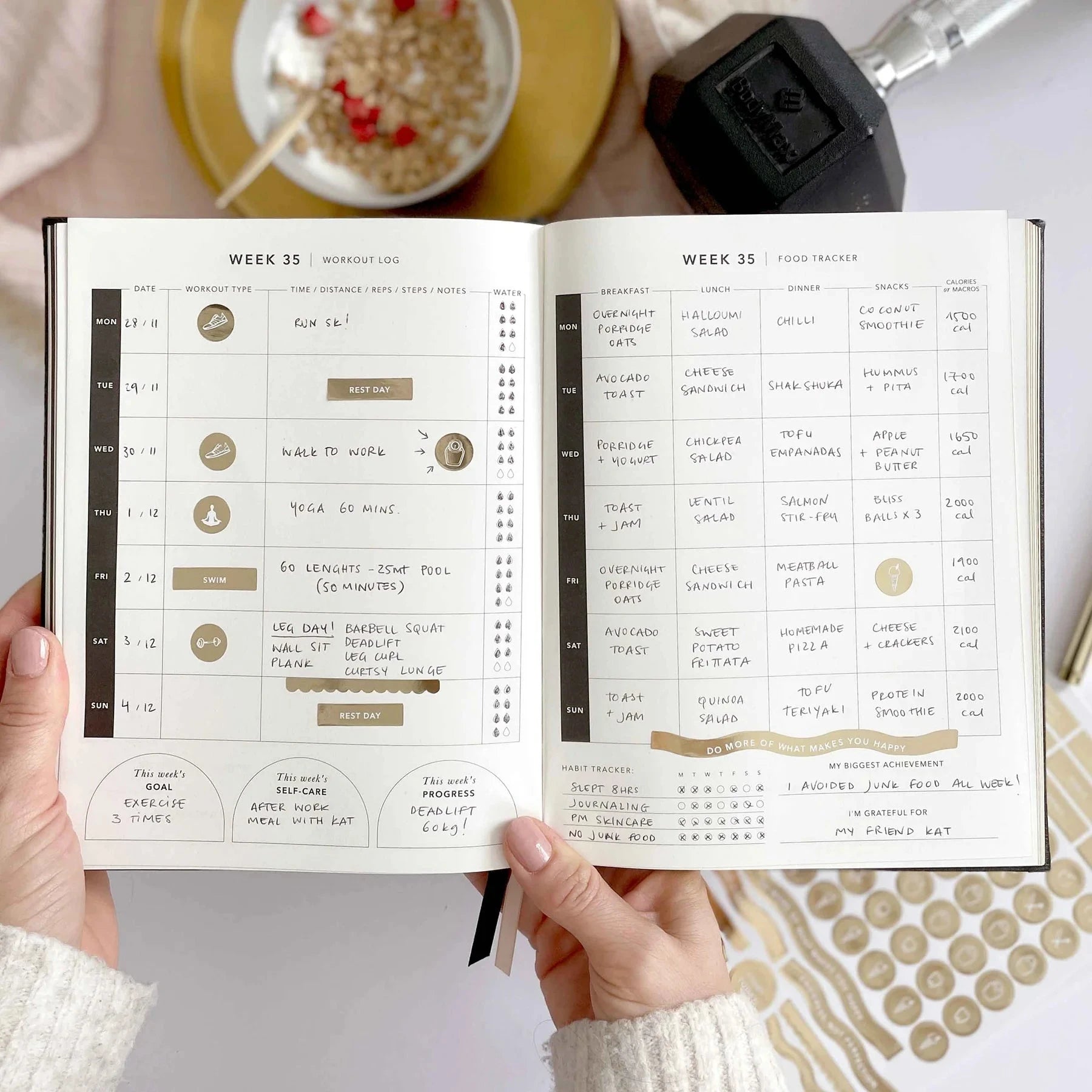 Daily Fitness Planner | Blossom Stationery Blush and Gold 