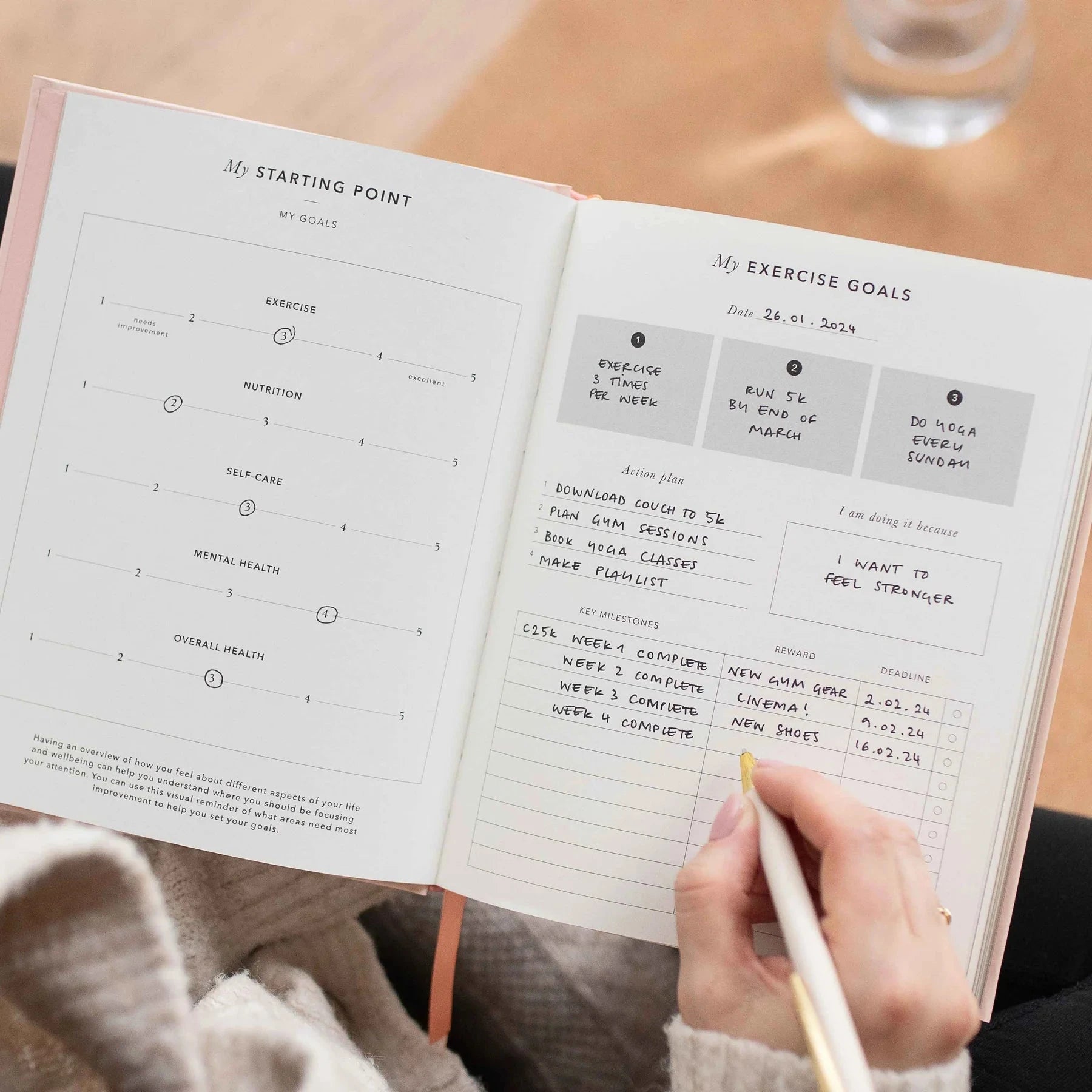 Daily Fitness Planner | Blossom Stationery Blush and Gold 