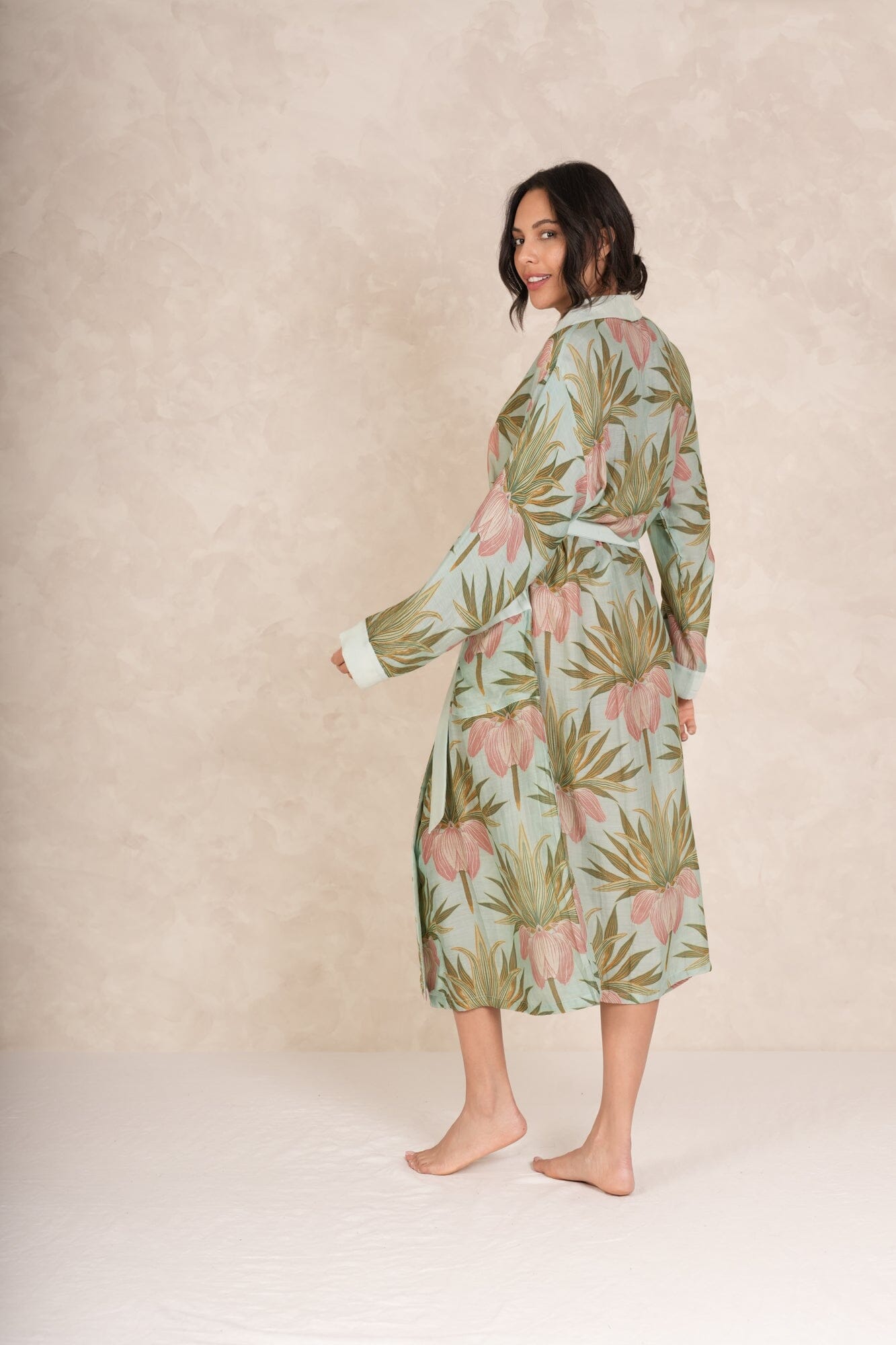 Deco Bud Gown | Aqua Dressing Gown One Hundred Stars 