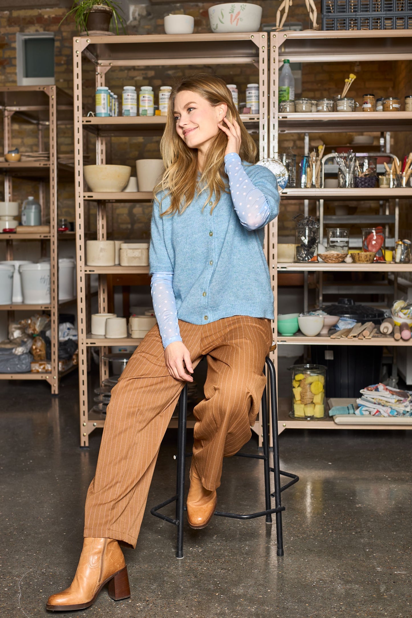 Dell Cardigan | Light Blue Cardigan Black Colour 