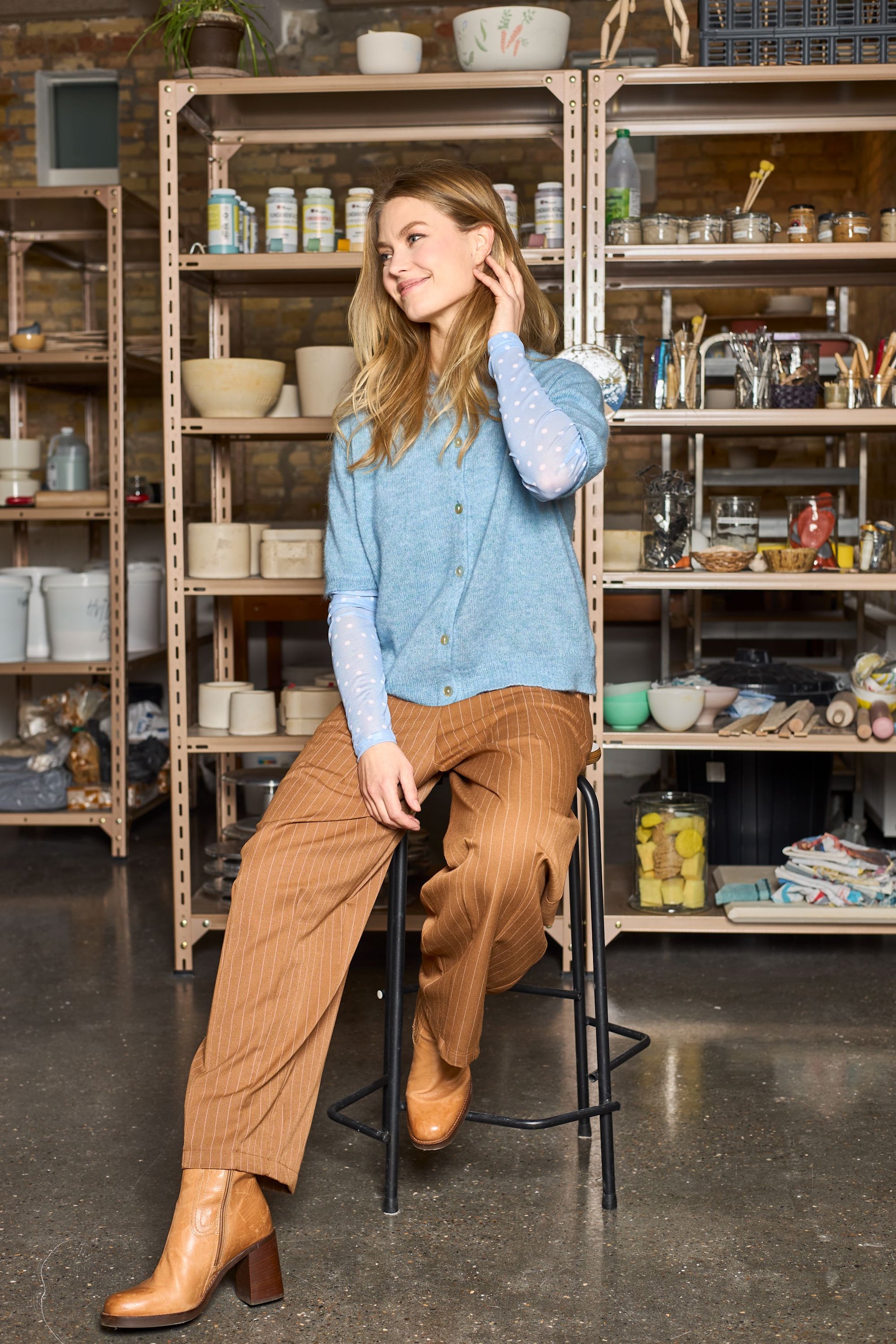 Dell Cardigan | Light Blue Cardigan Black Colour 