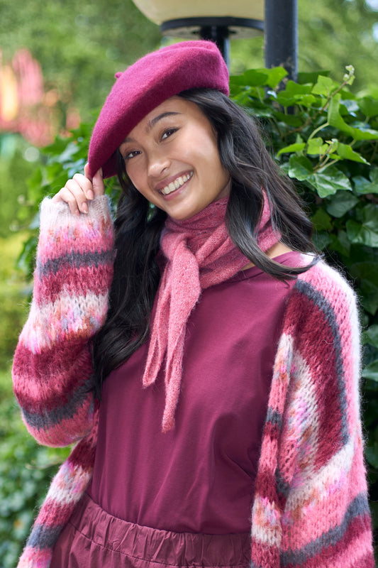 Dell Knitted Mini Scarf | Berry Scarves Black Colour 